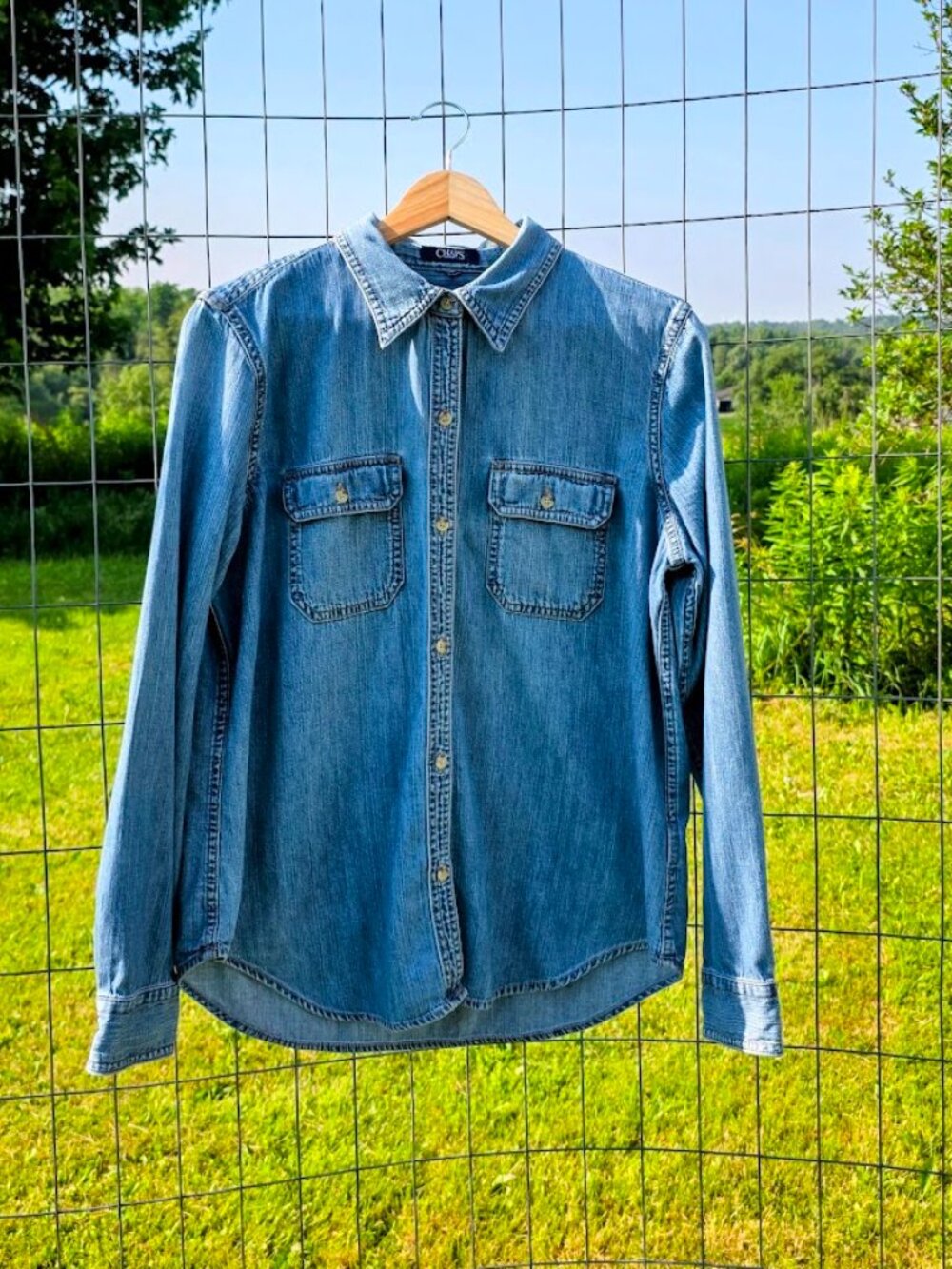 Upcycled The Original Housewives Betty and Wilma Denim Shirt S M - Picture 2 of 6